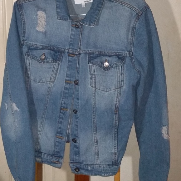 Jackets & Blazers - Distressed Jean Jacket, size L